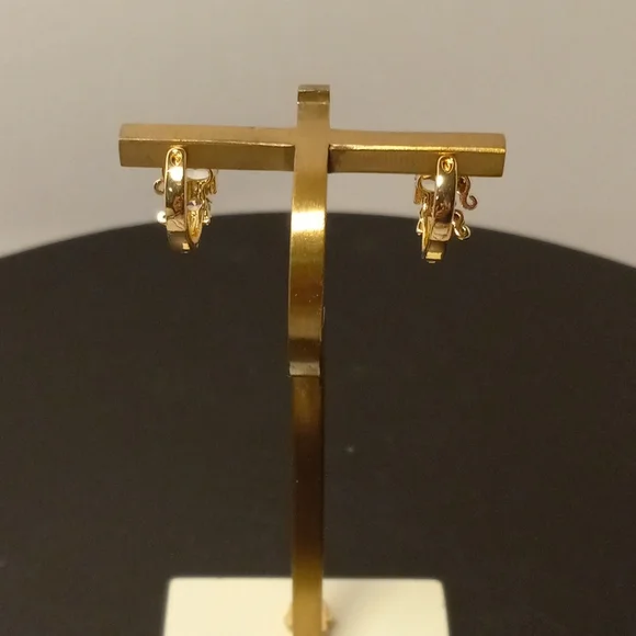 Hope Drop Earring Elephant With Zircon Gold Layered/Oro Laminado NWOT - Picture 12 of 15